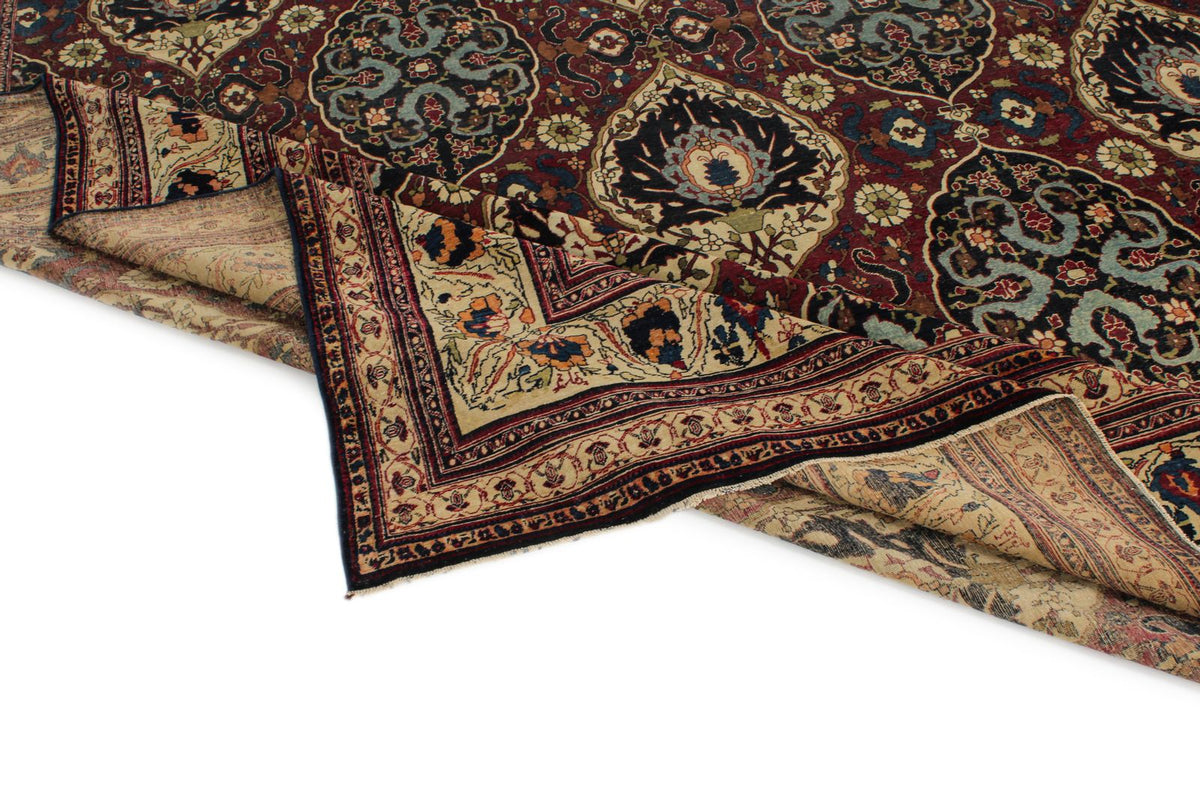 10x17 Burgundy and Ivory Persian Rug