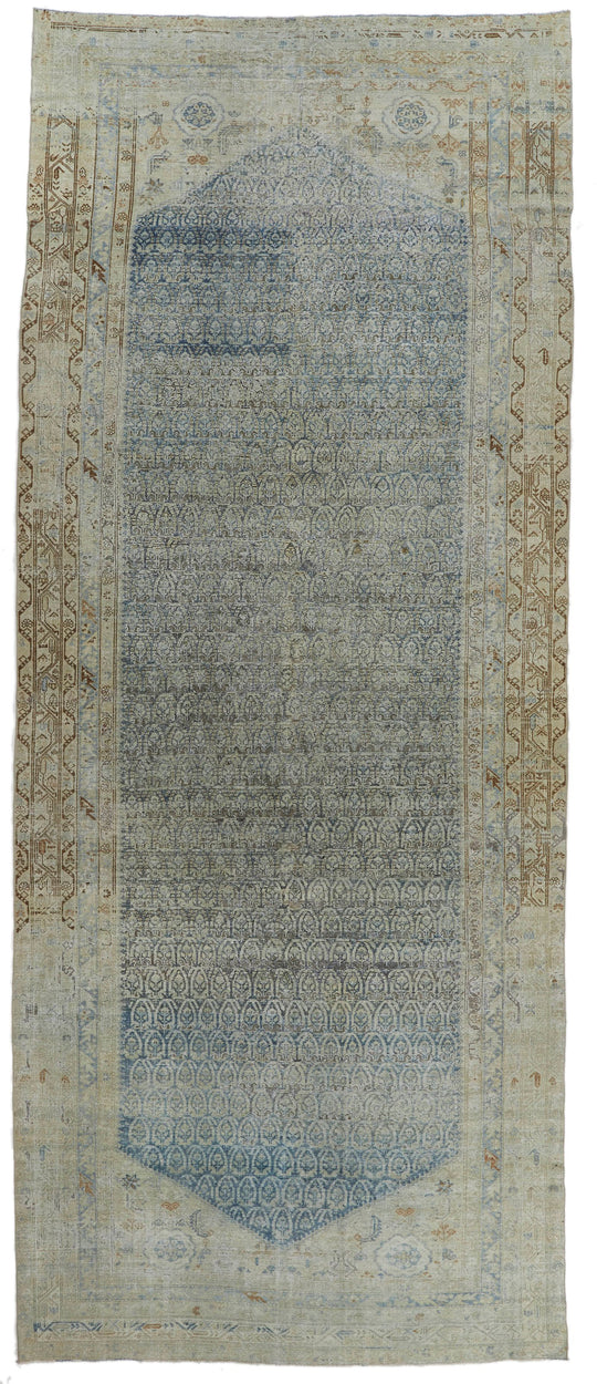 7x19 Navy and Ivory Persian Tribal Runner