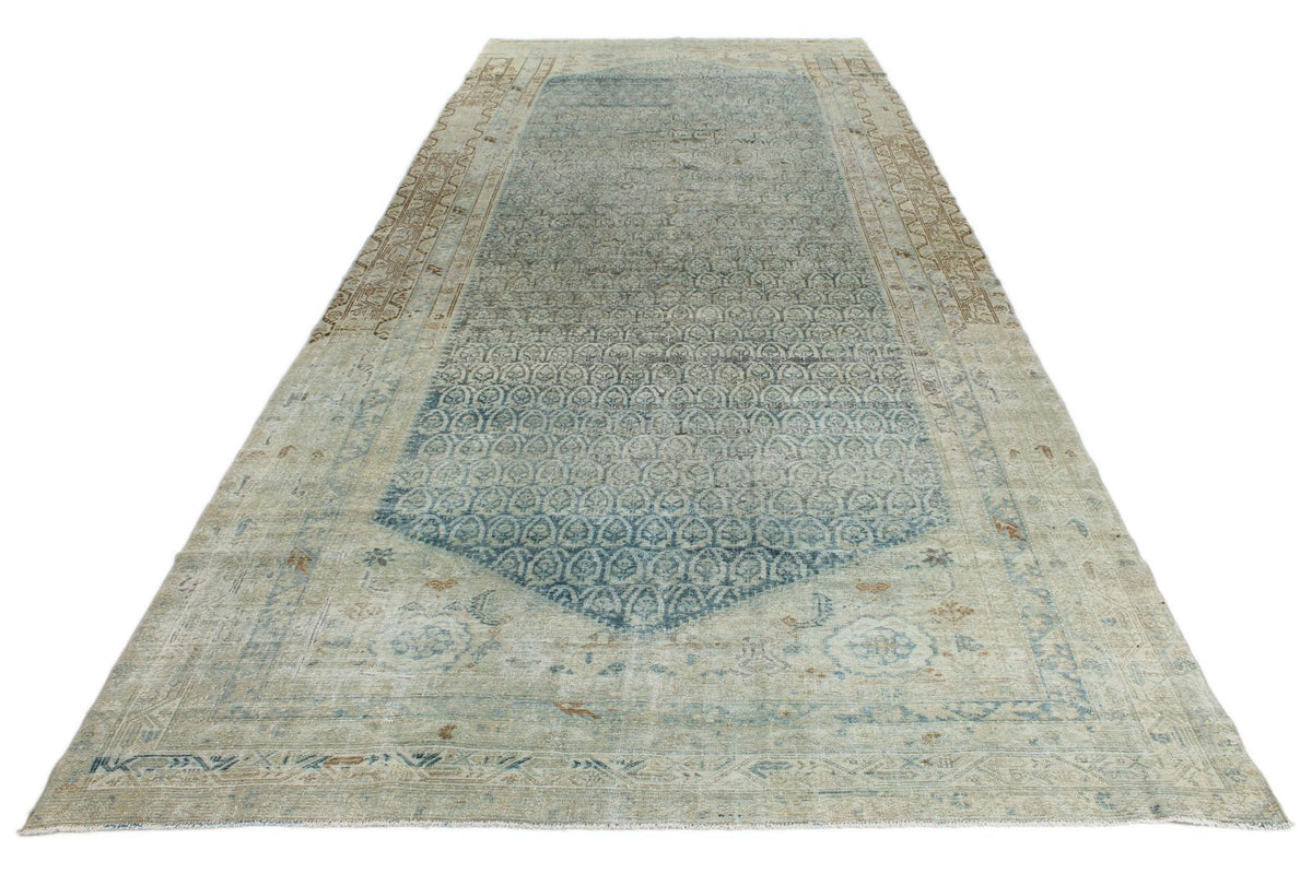 7x19 Navy and Ivory Persian Tribal Runner