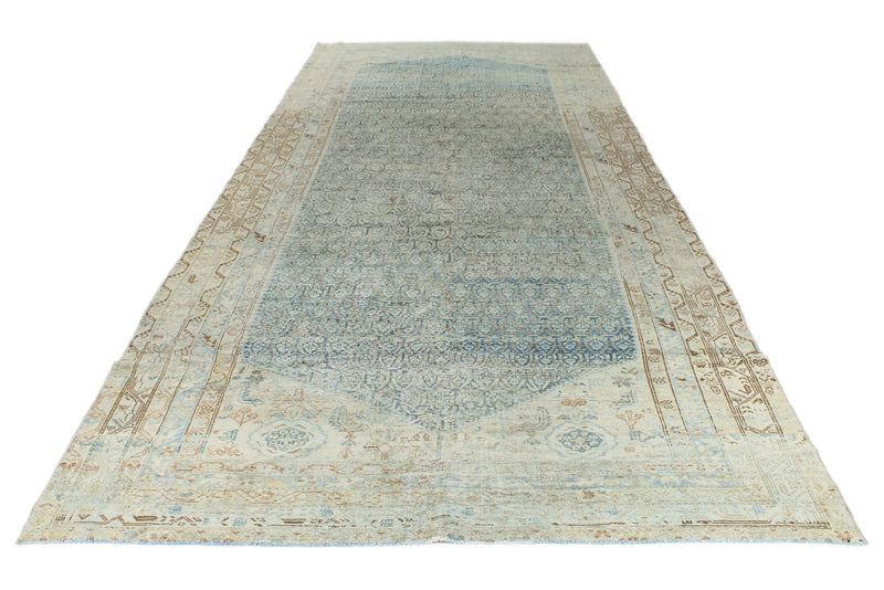 7x19 Navy and Ivory Persian Tribal Runner