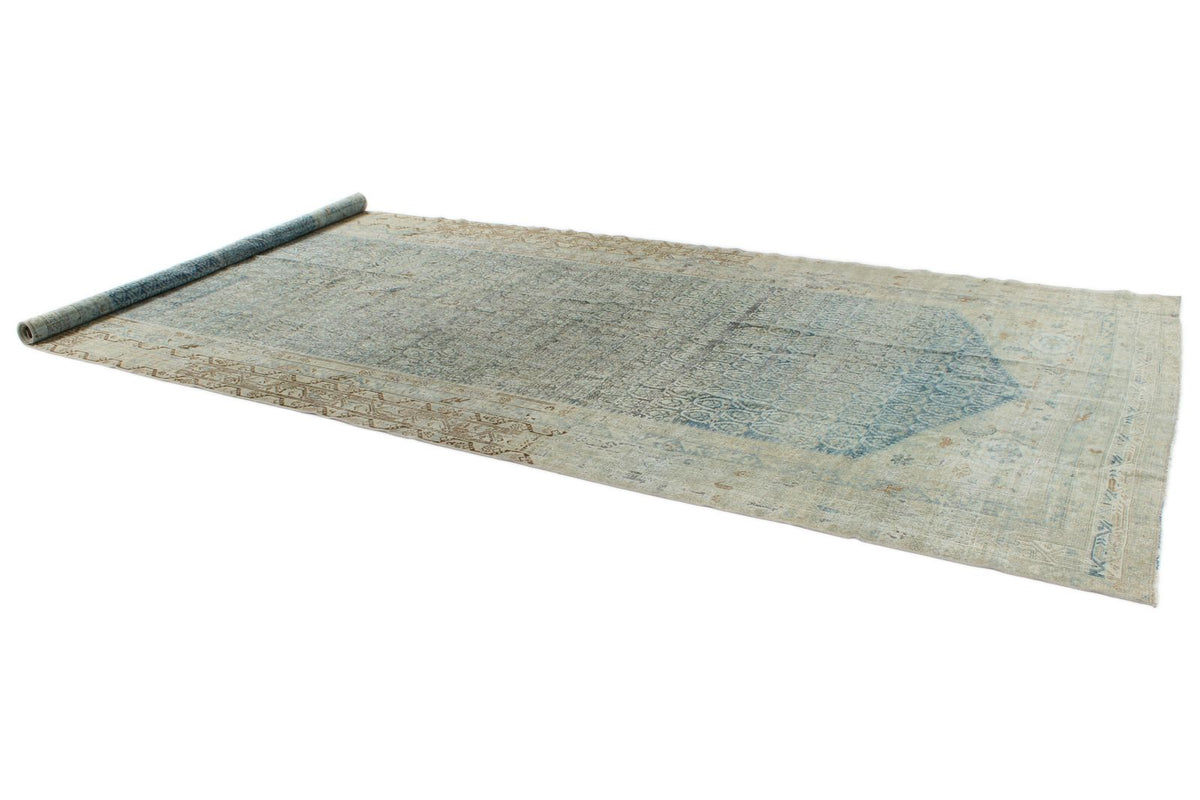 7x19 Navy and Ivory Persian Tribal Runner