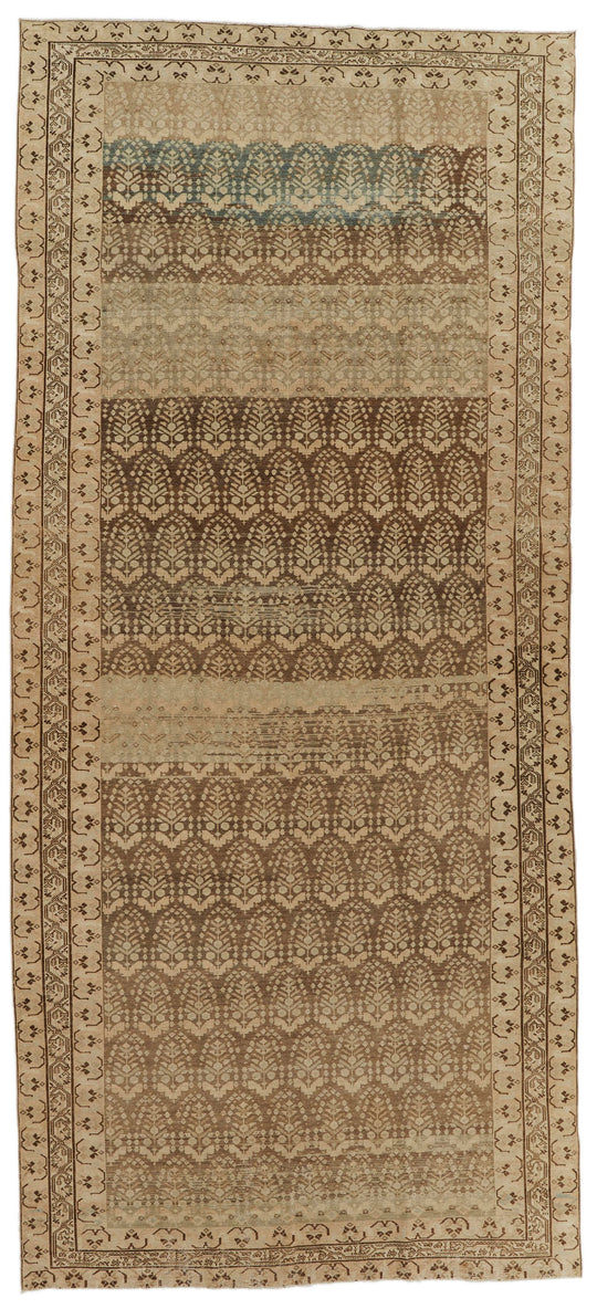 6x14 Brown and Ivory Persian Tribal Runner