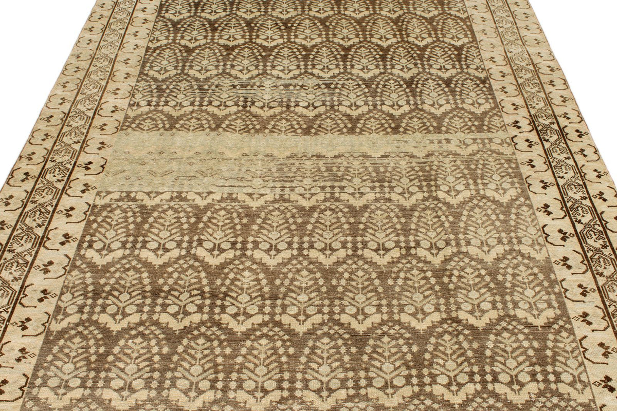 6x14 Brown and Ivory Persian Tribal Runner