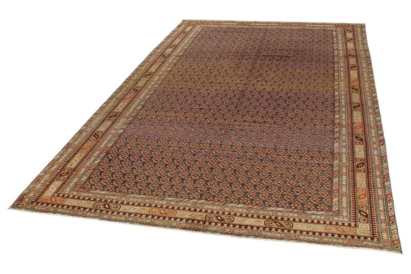 6x11 Charcoal and Multicolor Persian Tribal Rug