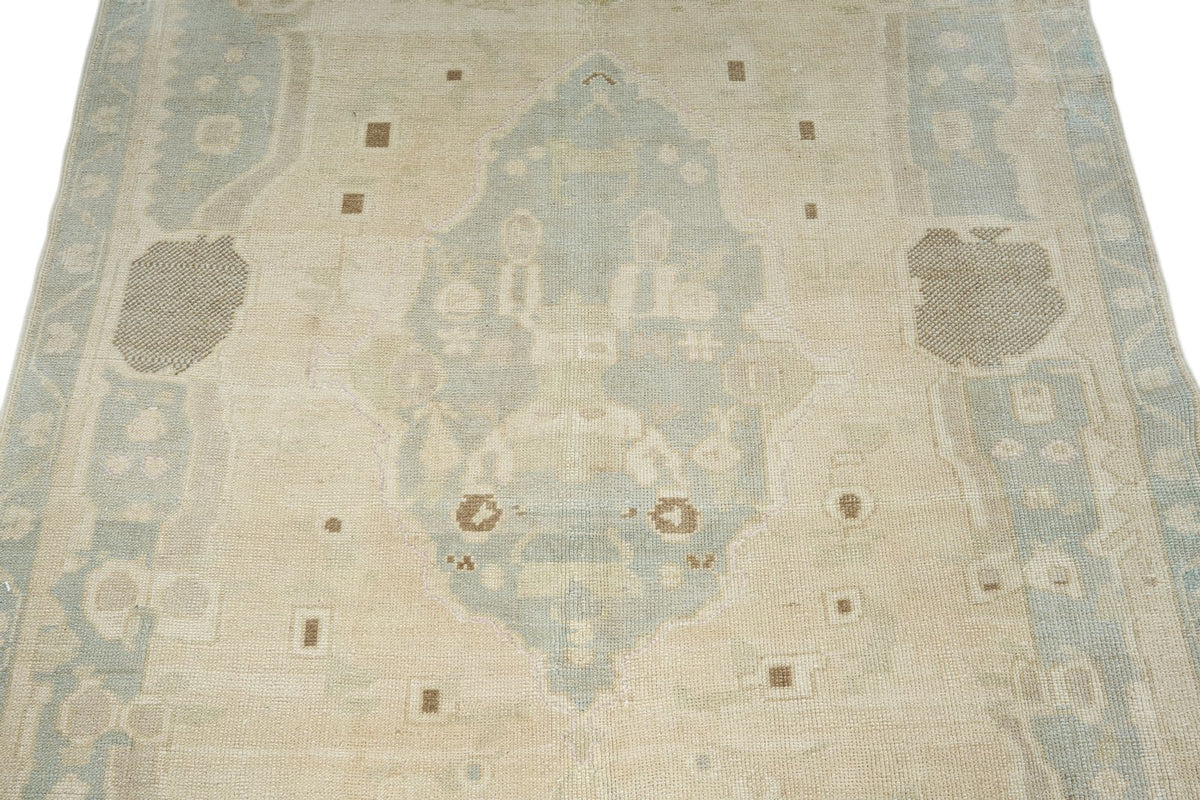 5x8 Ivory and Ivory Turkish Tribal Rug