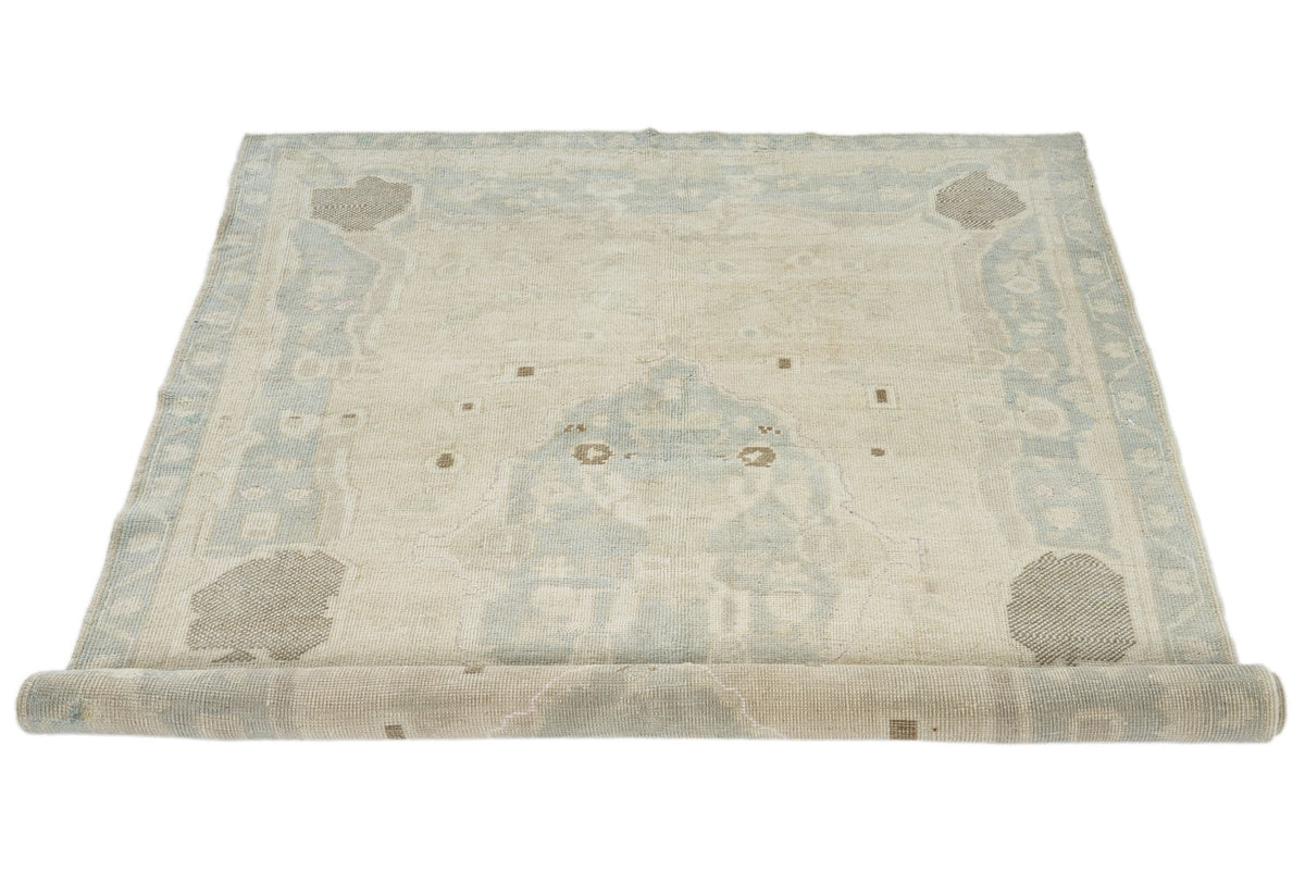 5x8 Ivory and Ivory Turkish Tribal Rug