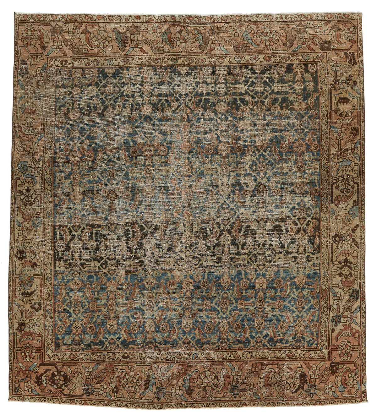 7x7 Navy and Rust Persian Tribal Rug