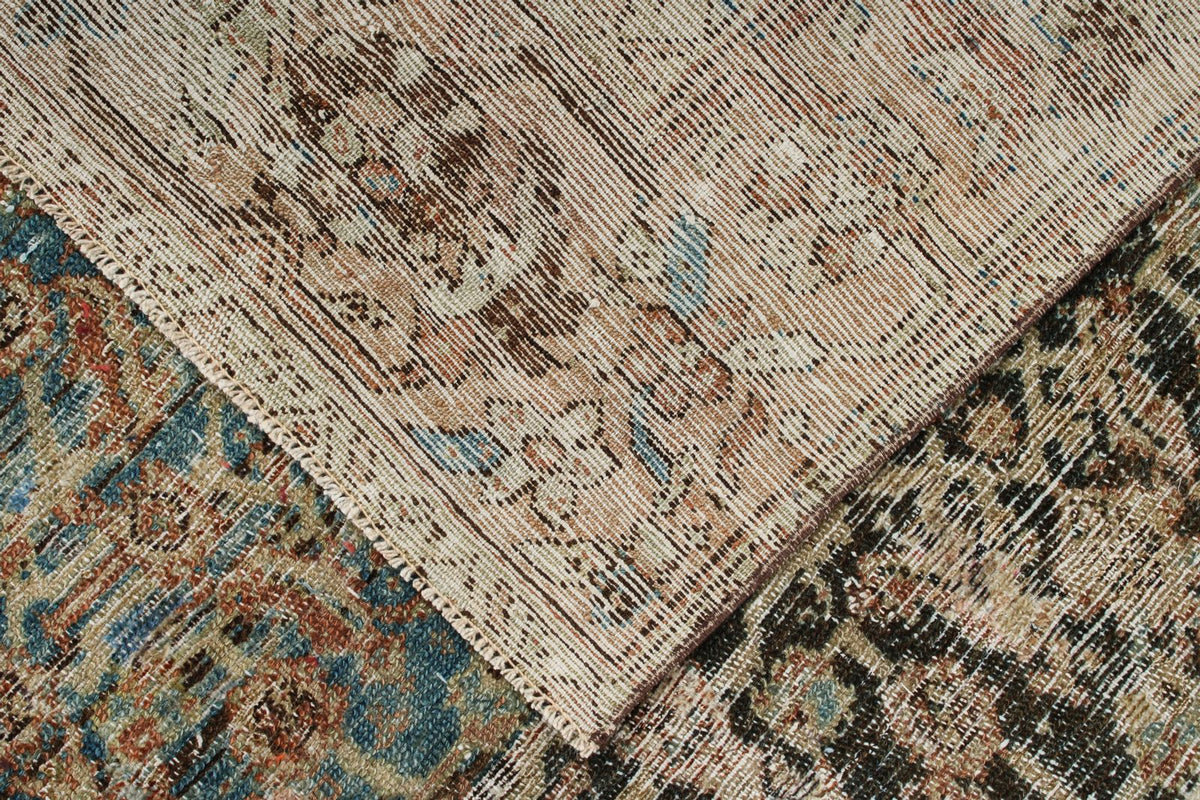 7x7 Navy and Rust Persian Tribal Rug