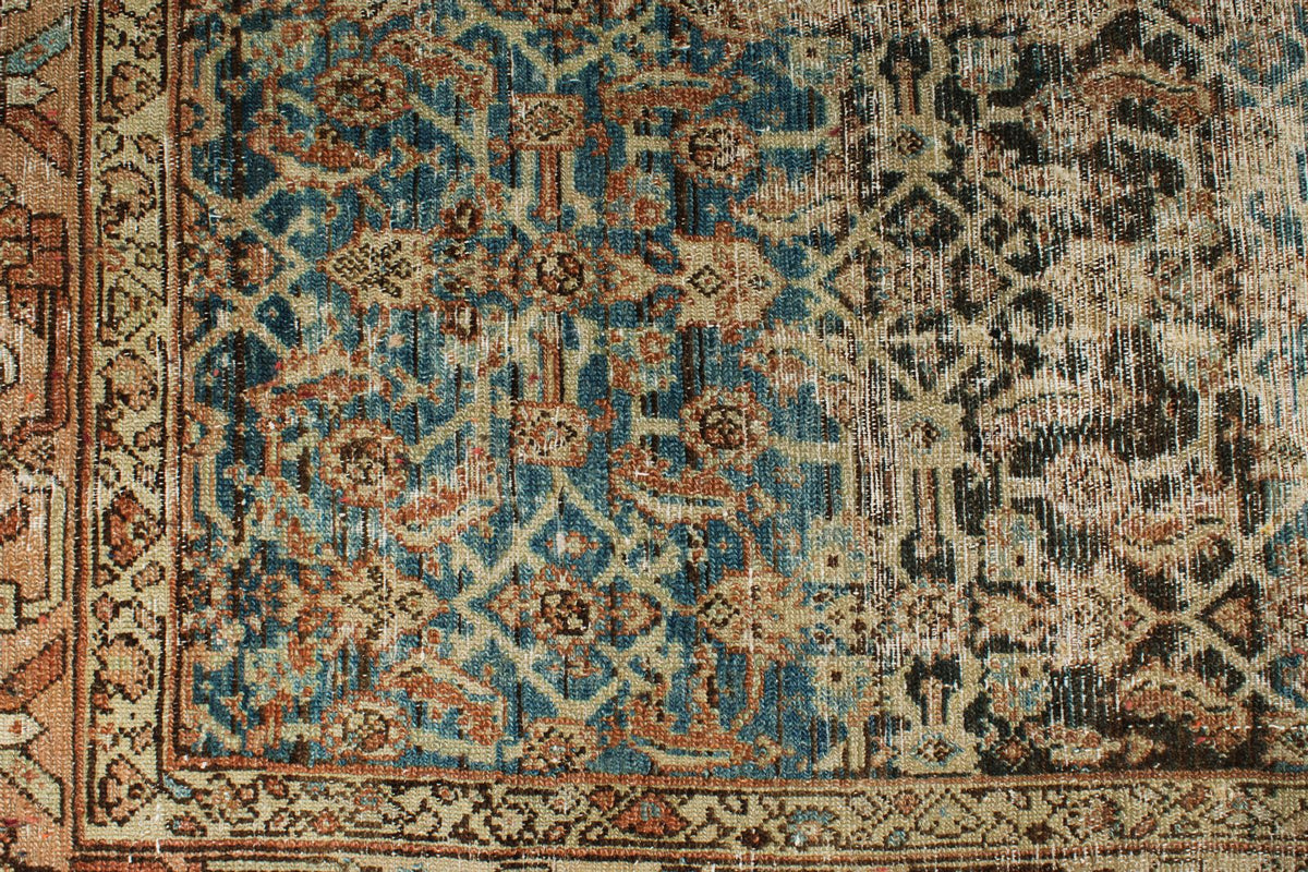 7x7 Navy and Rust Persian Tribal Rug