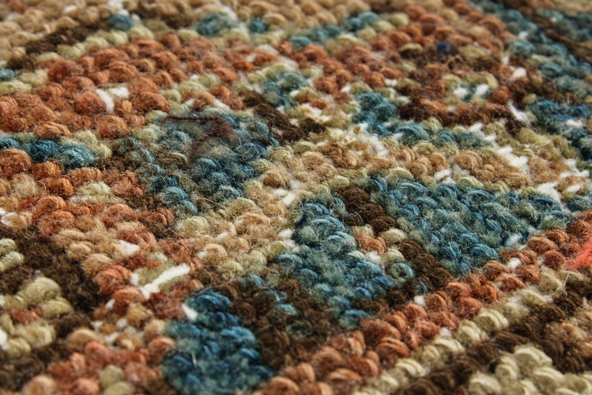 7x7 Navy and Rust Persian Tribal Rug