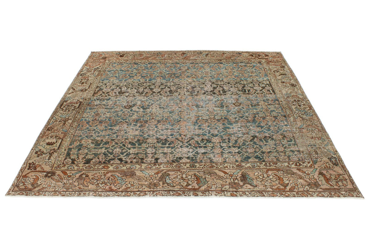 7x7 Navy and Rust Persian Tribal Rug