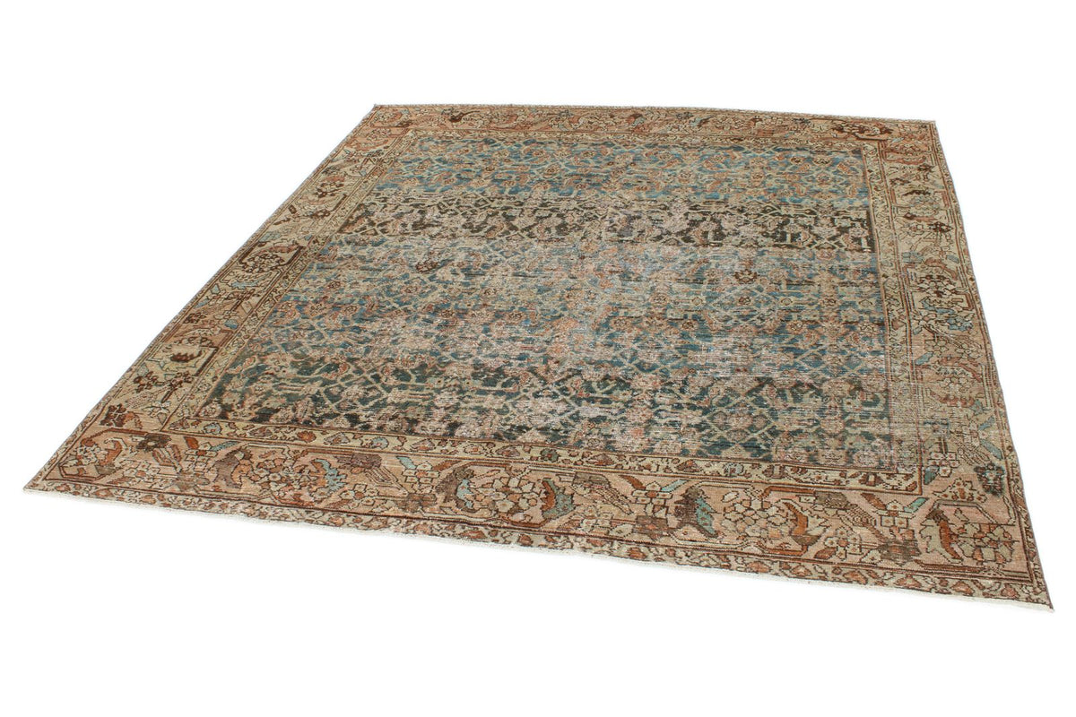7x7 Navy and Rust Persian Tribal Rug