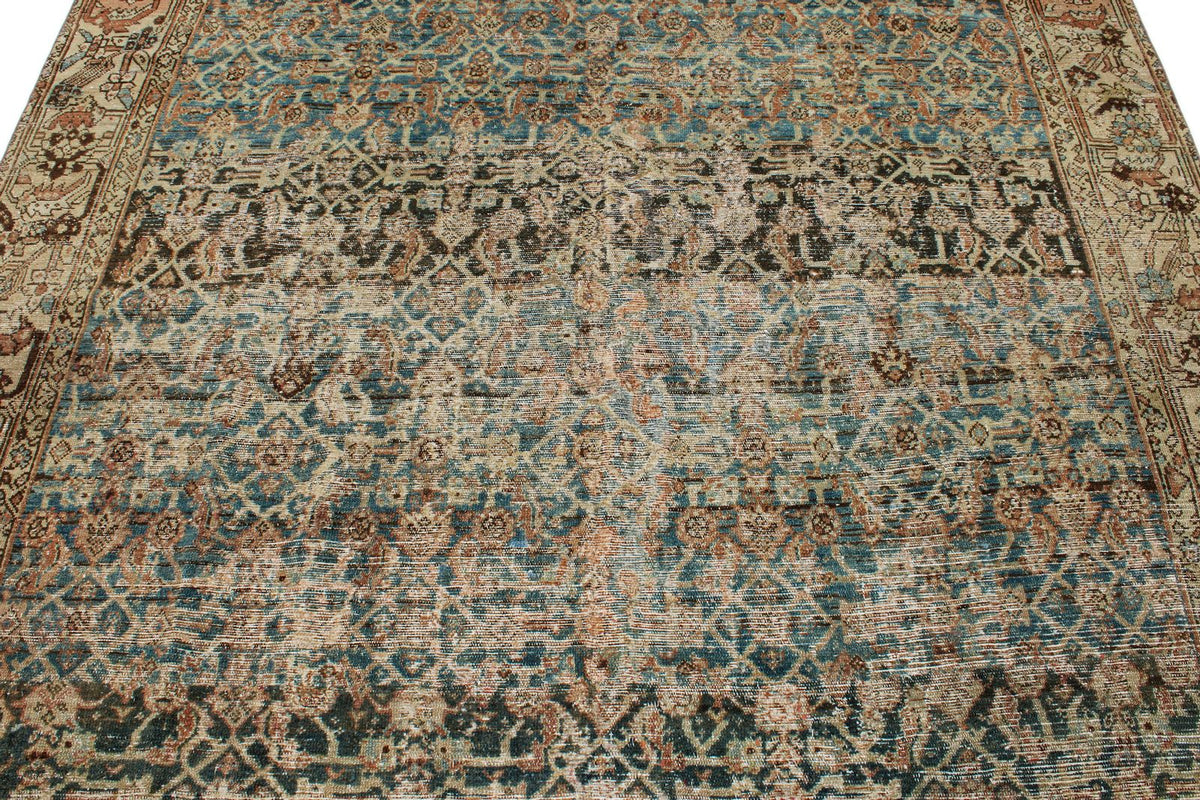 7x7 Navy and Rust Persian Tribal Rug