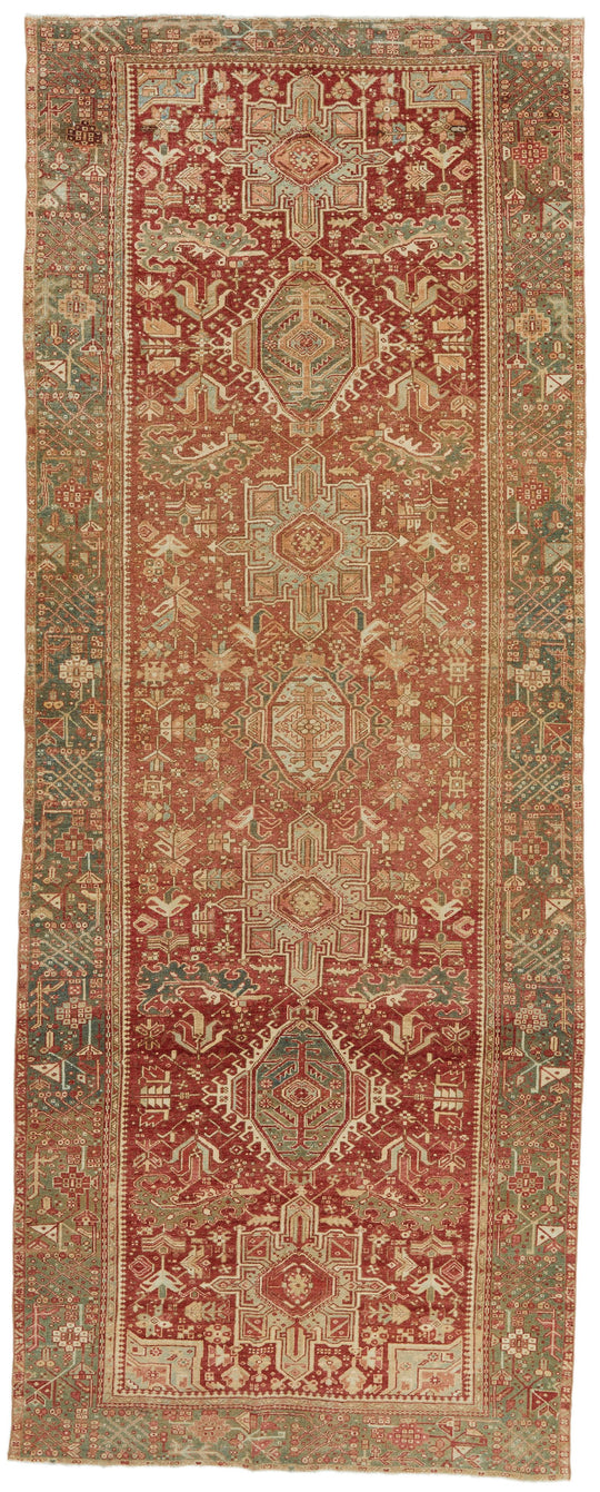 5x12 Red and Olive Green Anatolian Tribal Runner