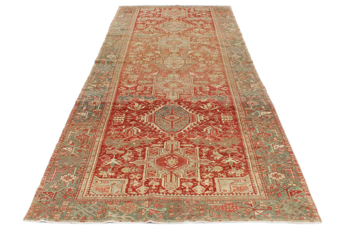 5x12 Red and Olive Green Anatolian Tribal Runner