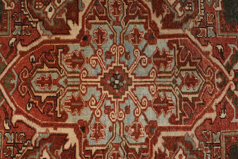 9x11 Burgundy and Multicolor Persian Rug