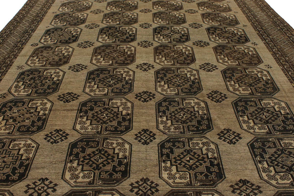 11x14 Brown and Dark Brown Turkish Tribal Rug