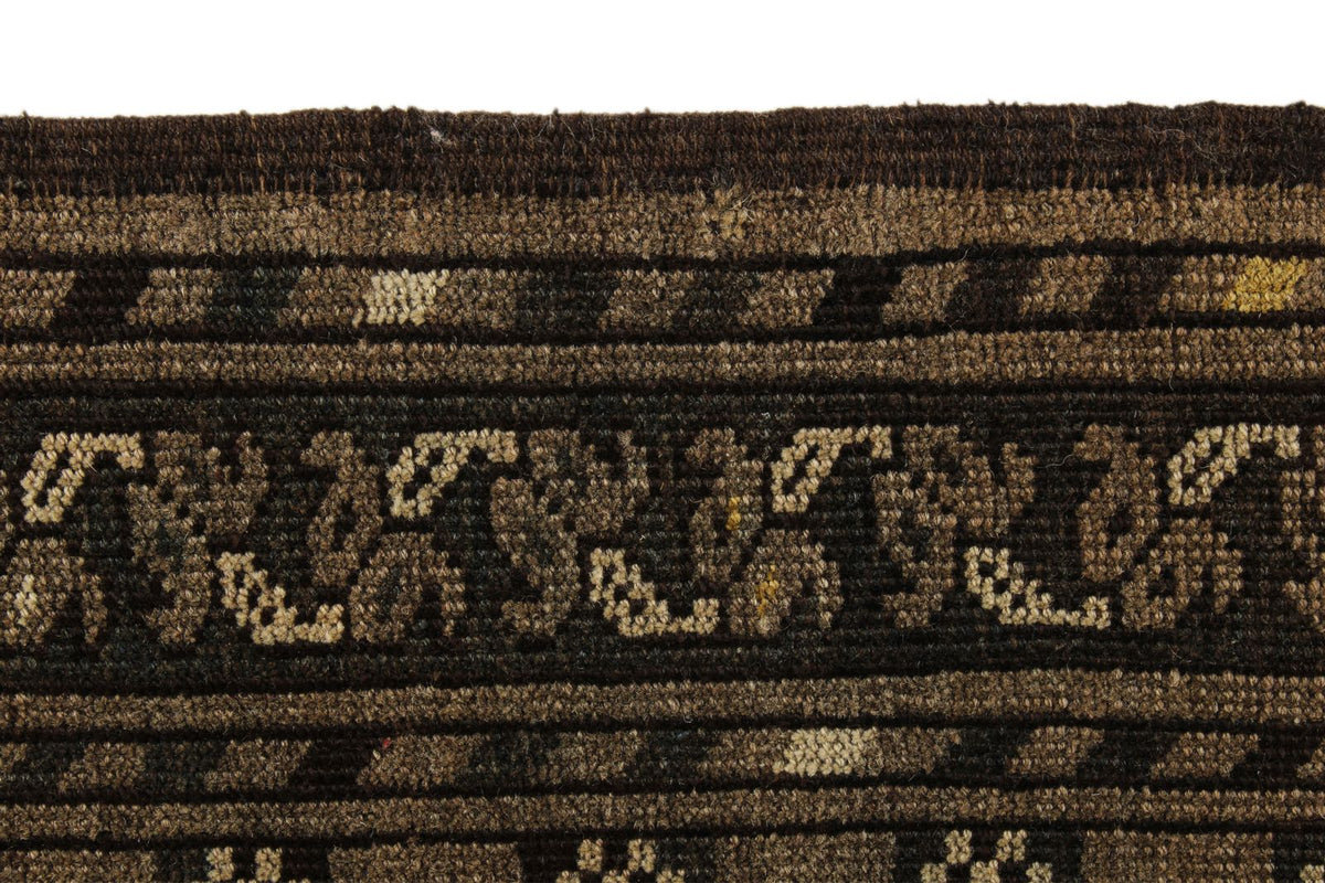 11x14 Brown and Dark Brown Turkish Tribal Rug