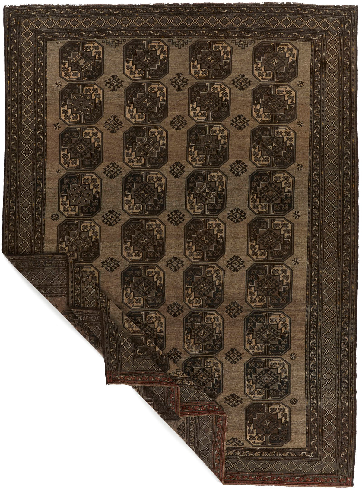 11x14 Brown and Dark Brown Turkish Tribal Rug