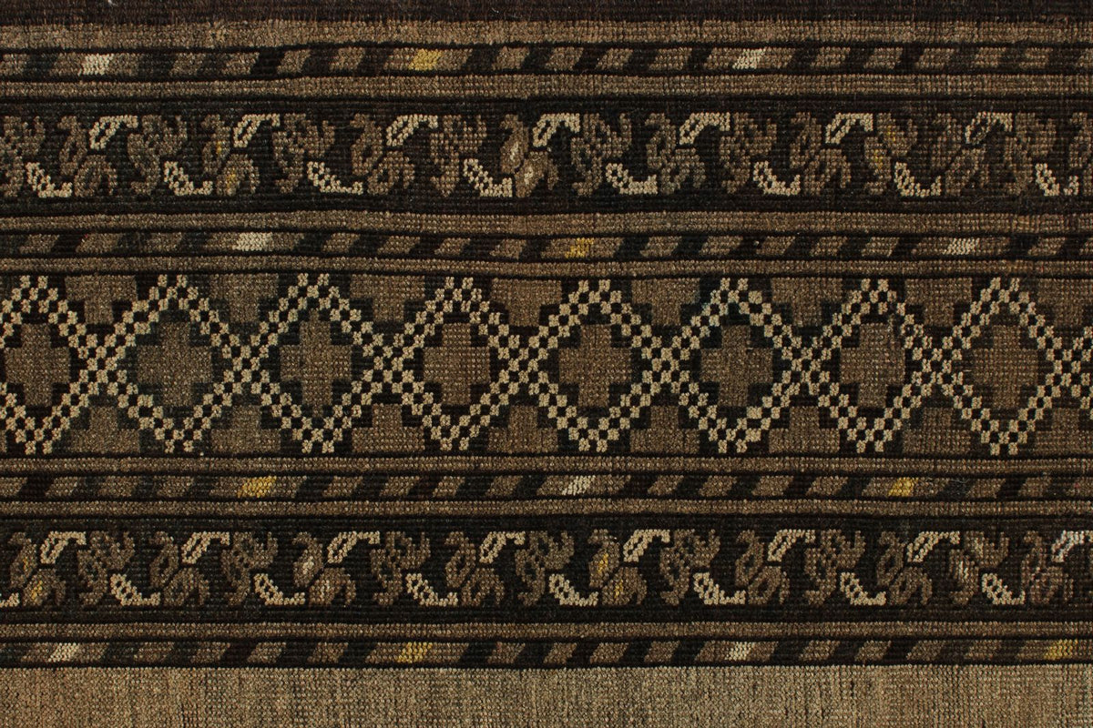 11x14 Brown and Dark Brown Turkish Tribal Rug