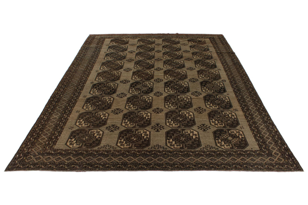 11x14 Brown and Dark Brown Turkish Tribal Rug