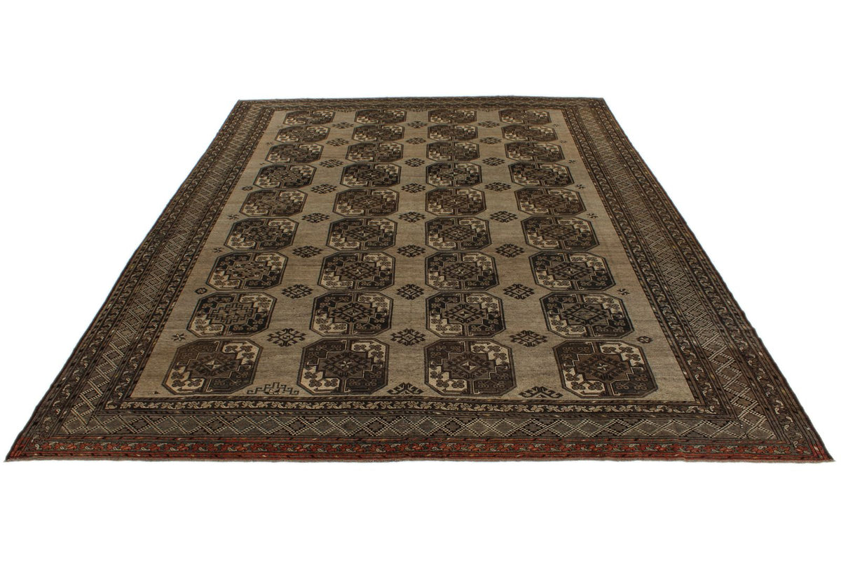 11x14 Brown and Dark Brown Turkish Tribal Rug