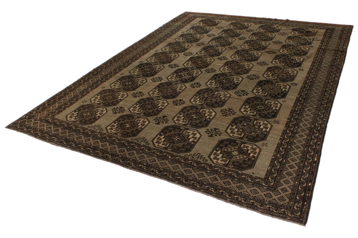 11x14 Brown and Dark Brown Turkish Tribal Rug