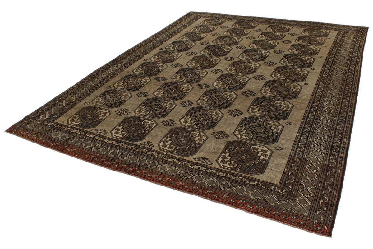 11x14 Brown and Dark Brown Turkish Tribal Rug