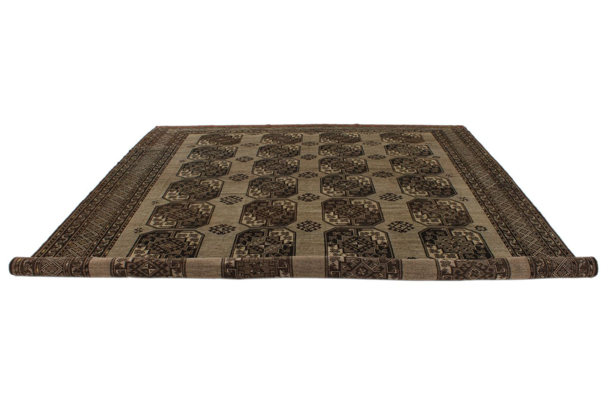 11x14 Brown and Dark Brown Turkish Tribal Rug