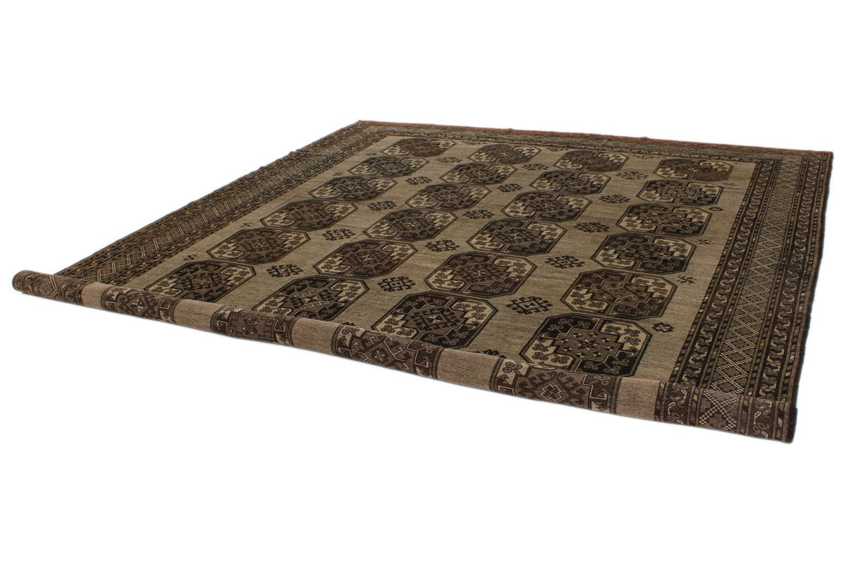 11x14 Brown and Dark Brown Turkish Tribal Rug