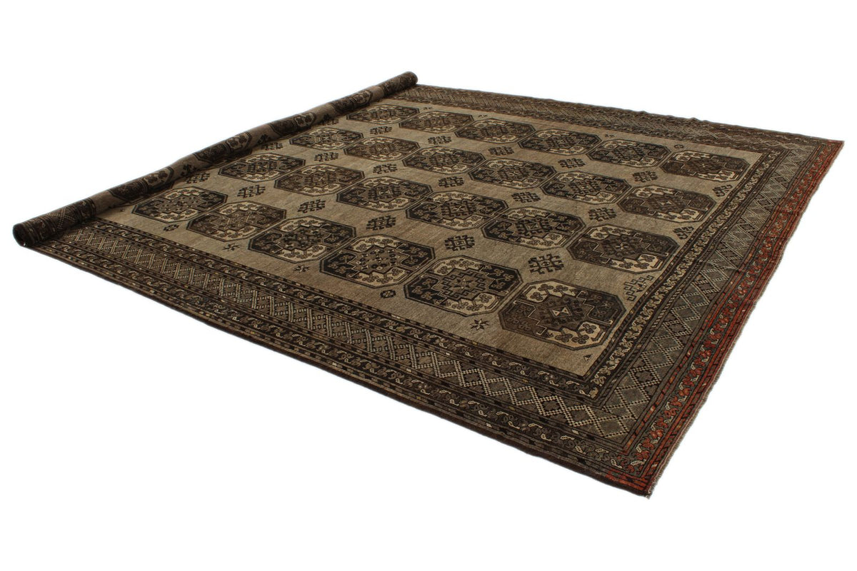 11x14 Brown and Dark Brown Turkish Tribal Rug