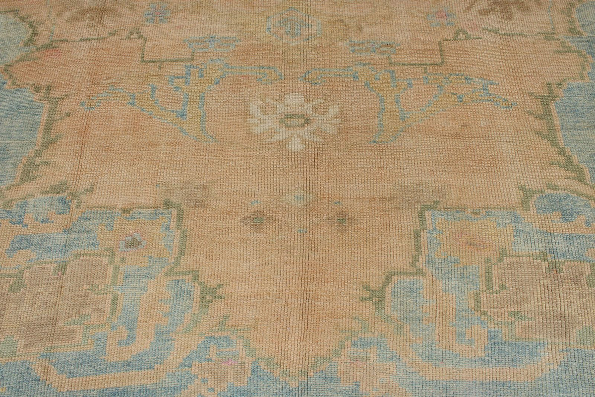 8x16 Peach and Blue Turkish Tribal Rug