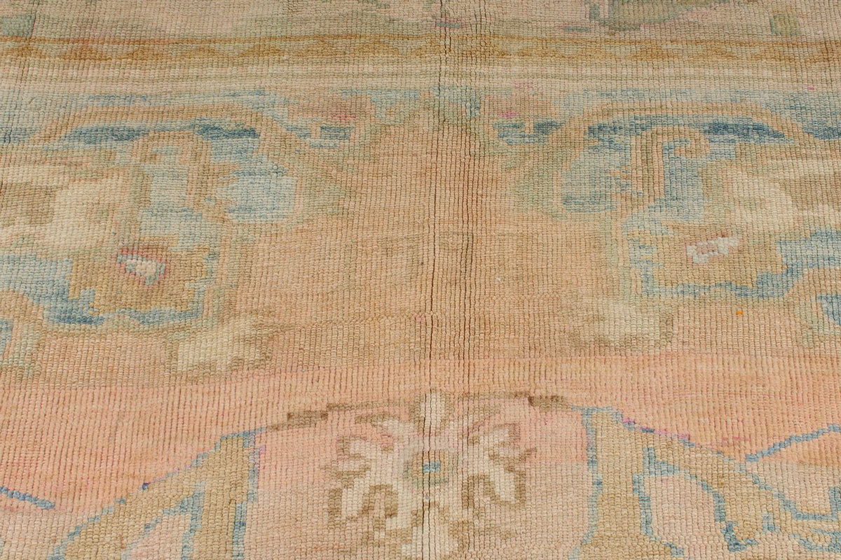 8x16 Peach and Blue Turkish Tribal Rug