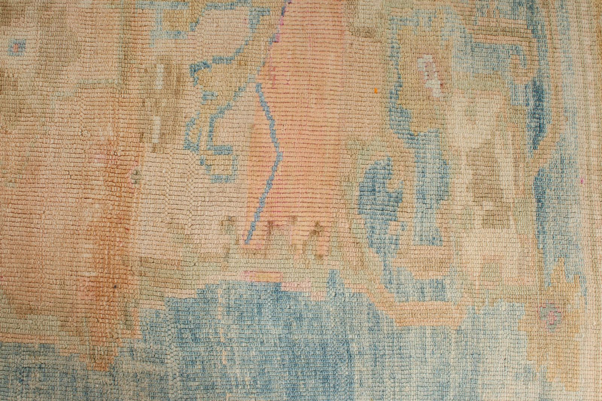 8x16 Peach and Blue Turkish Tribal Rug