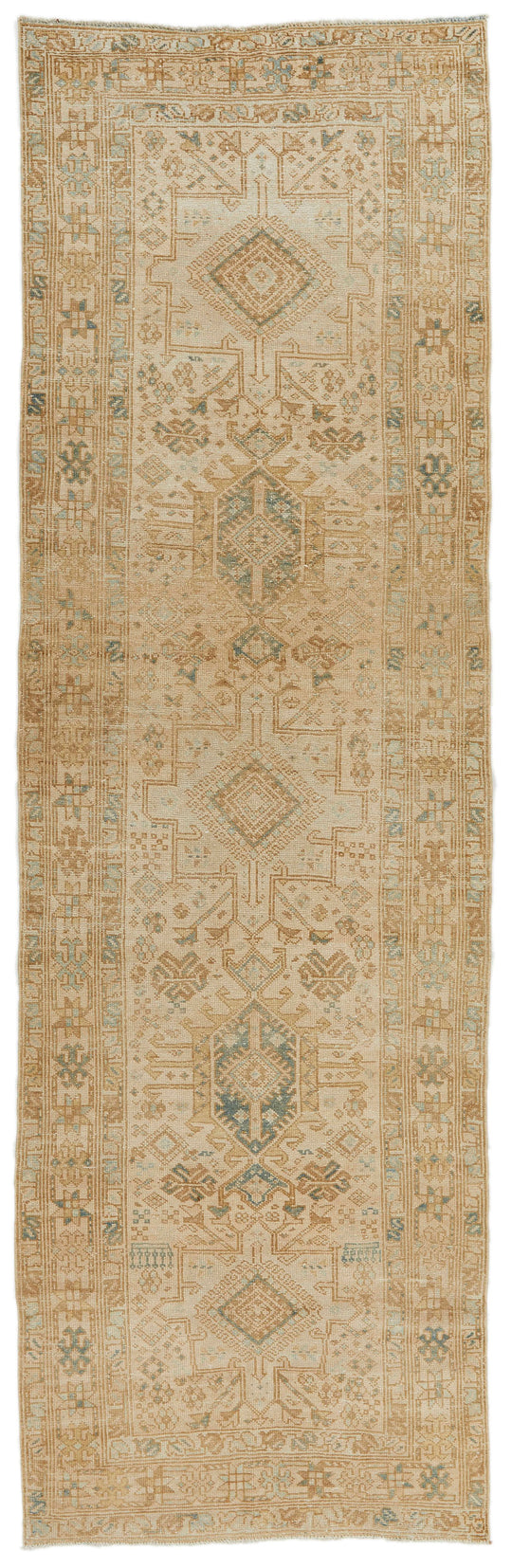 4x11 Ivory and Beige Turkish Oushak Runner