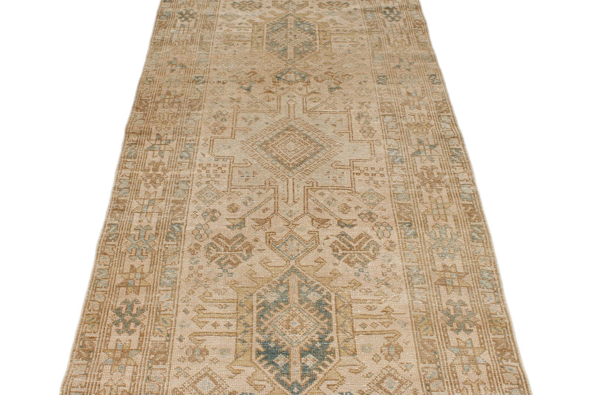 4x11 Ivory and Beige Turkish Oushak Runner