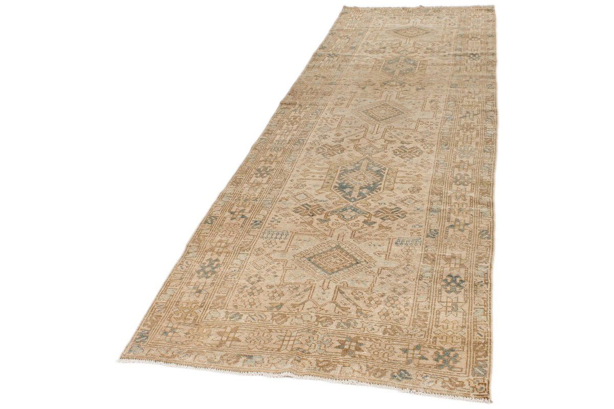 4x11 Ivory and Beige Turkish Oushak Runner