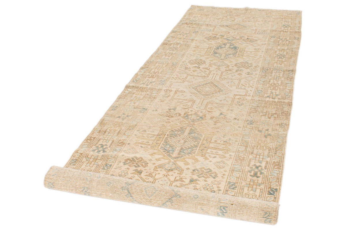 4x11 Ivory and Beige Turkish Oushak Runner