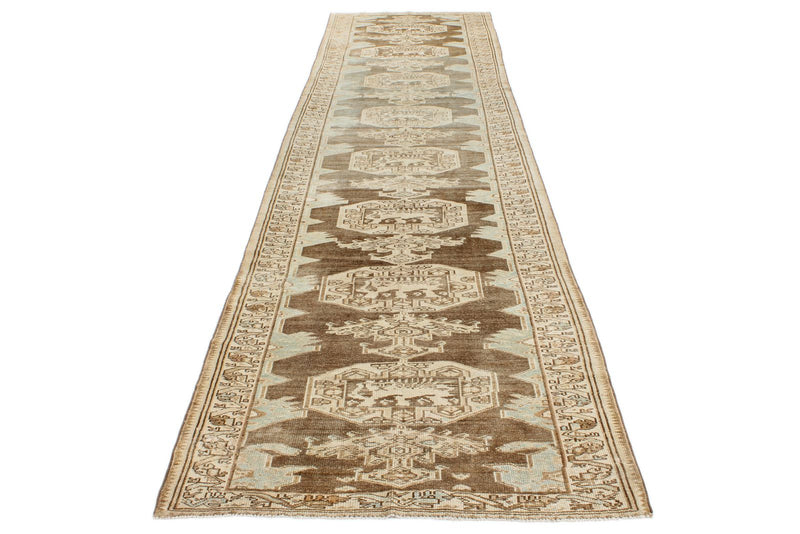 4x14 Brown and Beige Persian Tribal Runner
