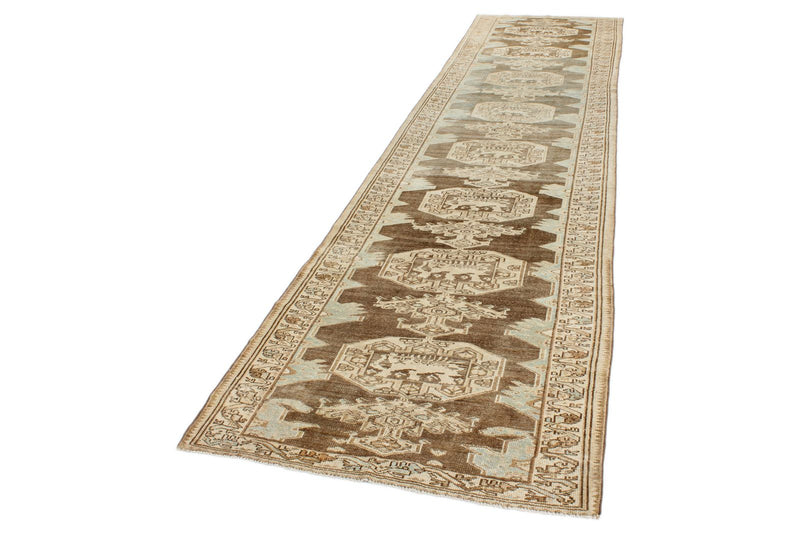 4x14 Brown and Beige Persian Tribal Runner