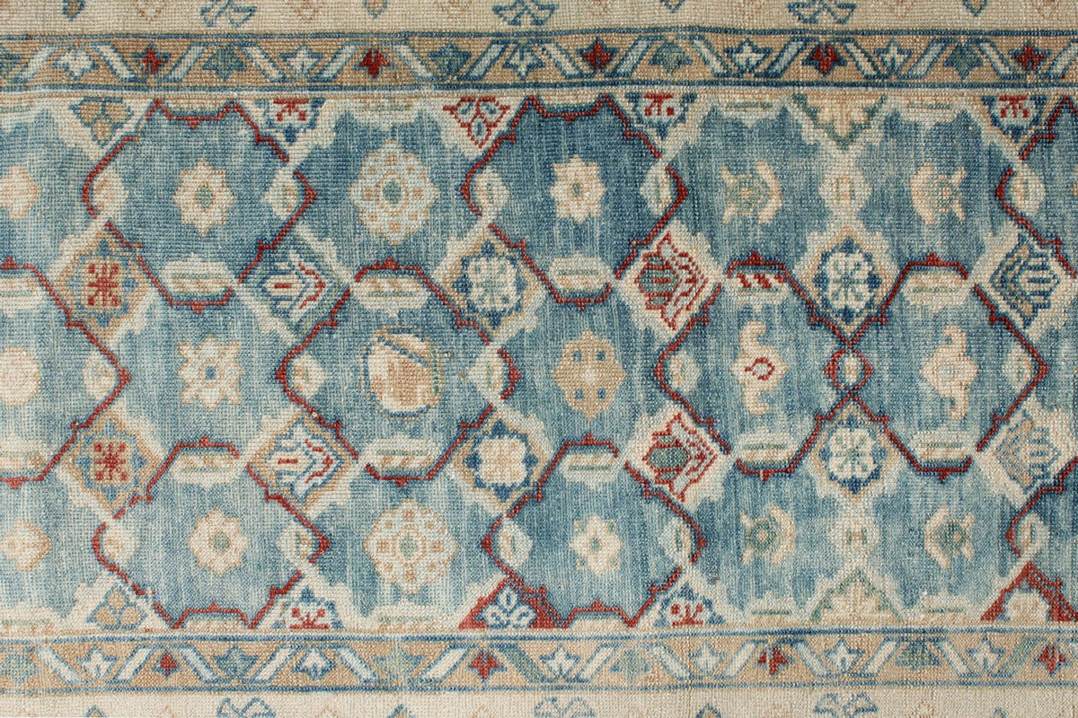 3x12 Blue and Ivory Anatolian Tribal Runner