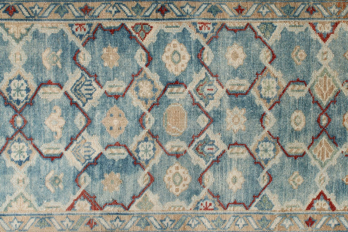 3x12 Blue and Ivory Anatolian Tribal Runner