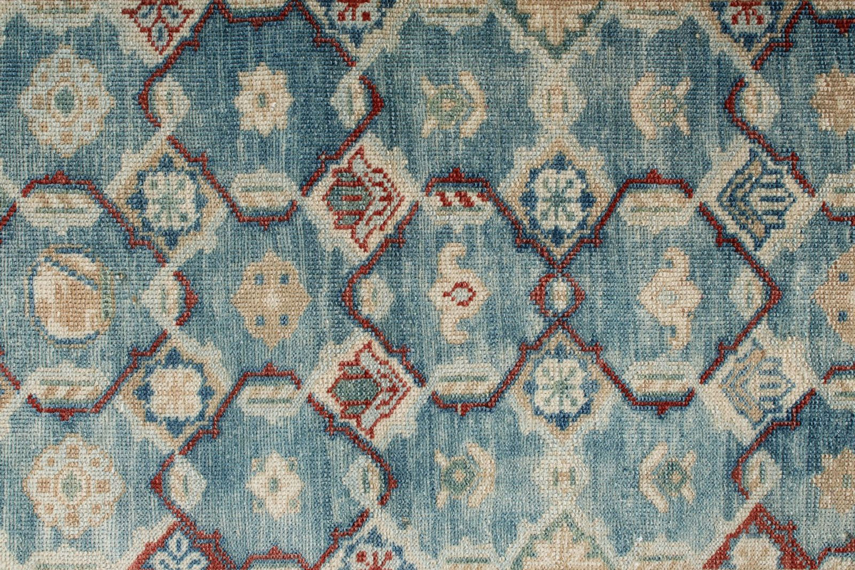 3x12 Blue and Ivory Anatolian Tribal Runner