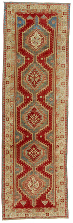 3x10 Red and Beige Anatolian Tribal Runner