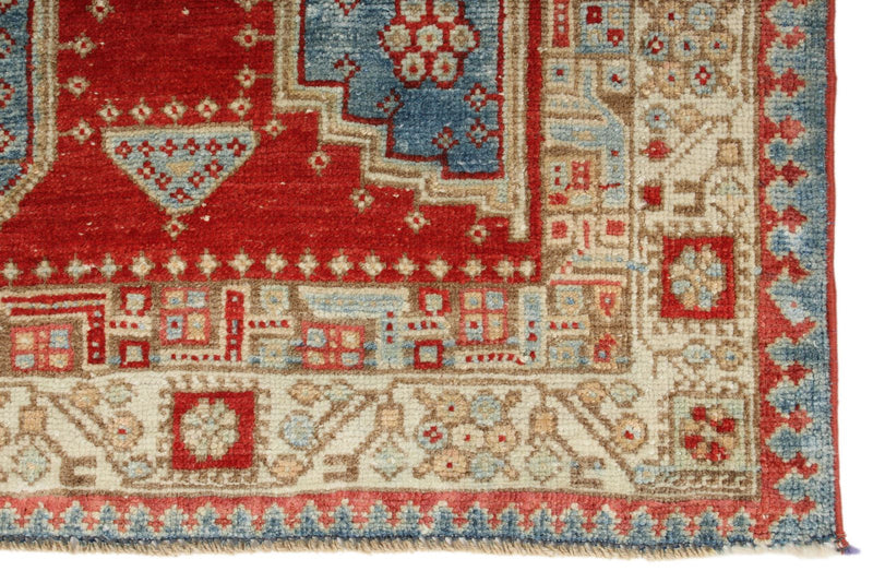 3x10 Red and Beige Anatolian Tribal Runner