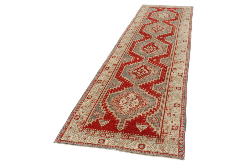 3x10 Red and Beige Anatolian Tribal Runner