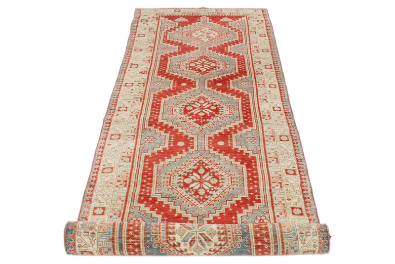 3x10 Red and Beige Anatolian Tribal Runner