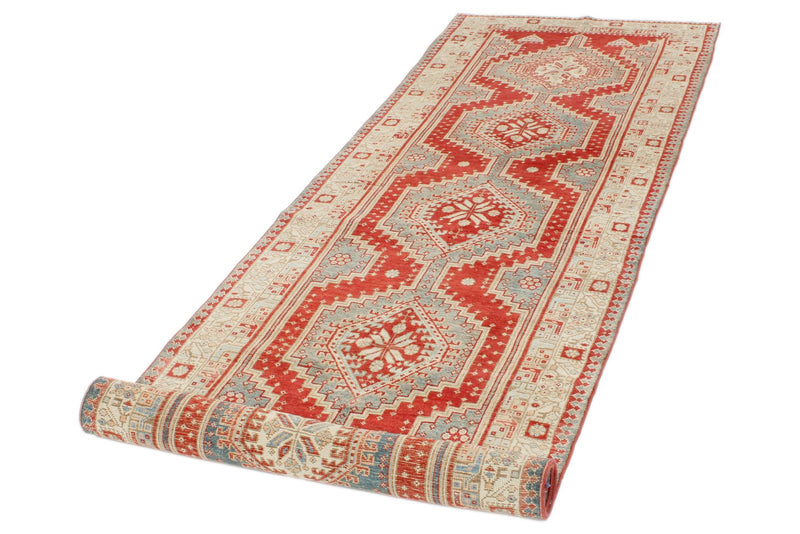 3x10 Red and Beige Anatolian Tribal Runner