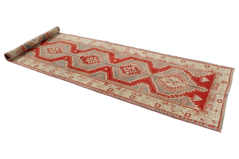 3x10 Red and Beige Anatolian Tribal Runner