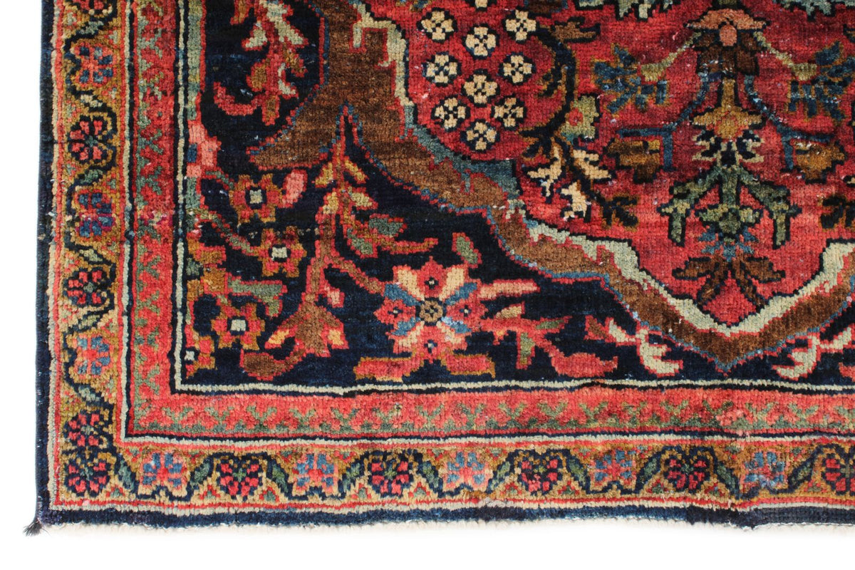 4x8 Burgundy and Multicolor Anatolian Tribal Runner